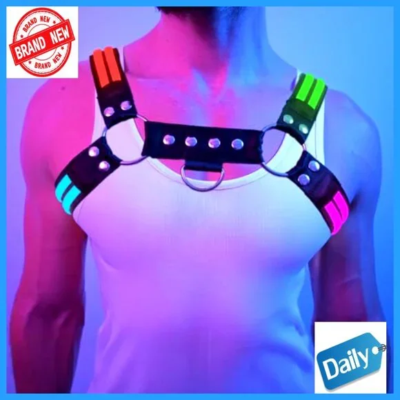 Adjustable LED Chest Harness with Leather Lining for Festivals Raves